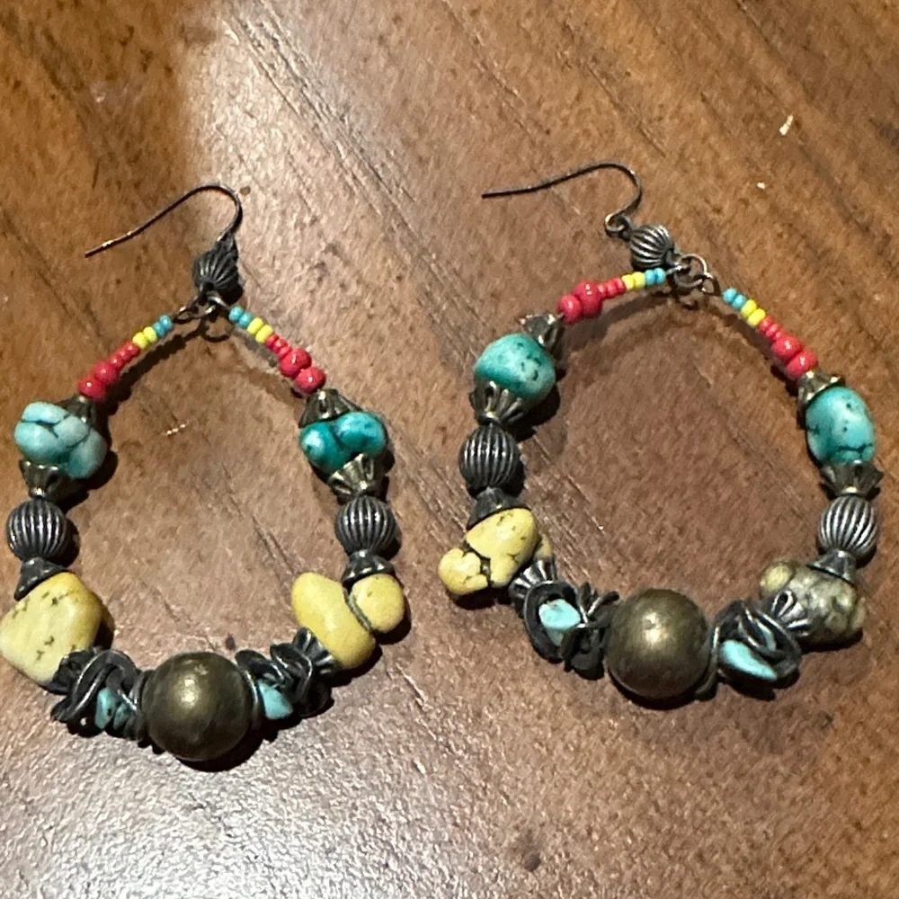 Colorful Beaded Hoop Earrings